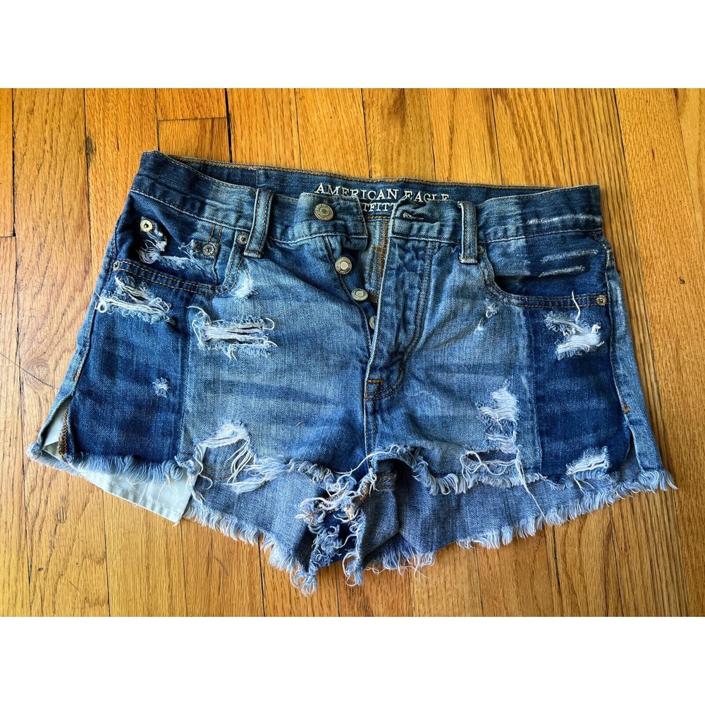 American Eagle Size 4 Hi Rise‎ Festival Shorts Denim Jean Cutoffs